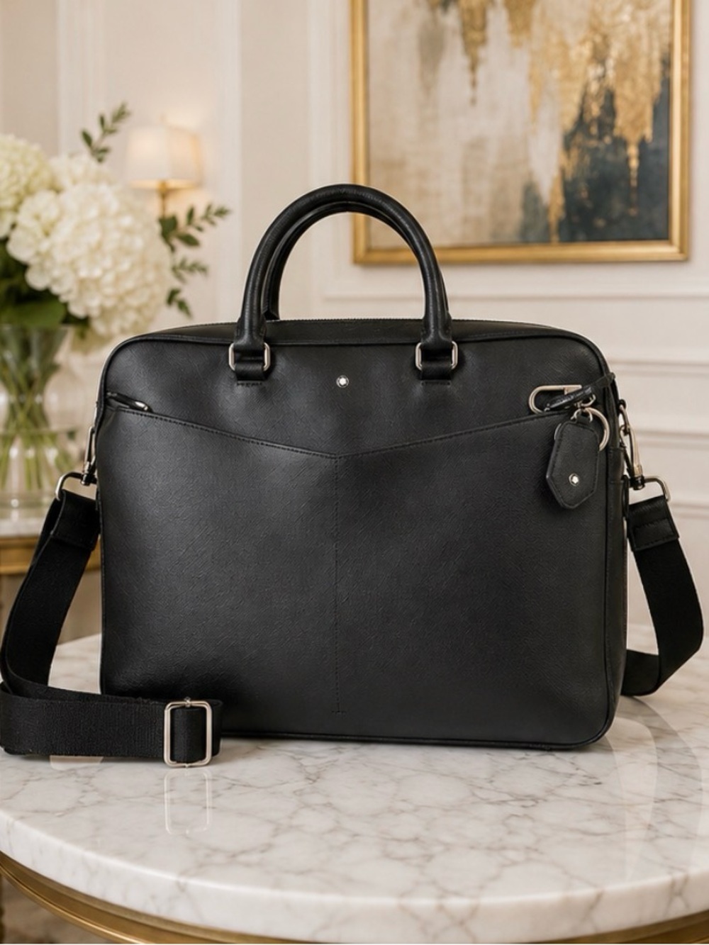 Montblanc Black Leather Briefcase for Men